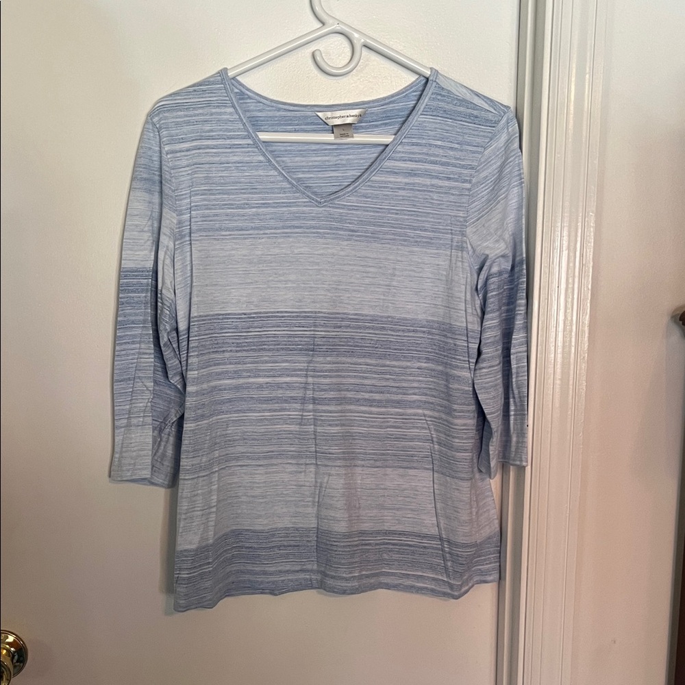 V neck cotton striped top